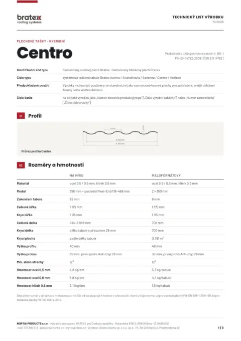 Náhled: Technický list Centro