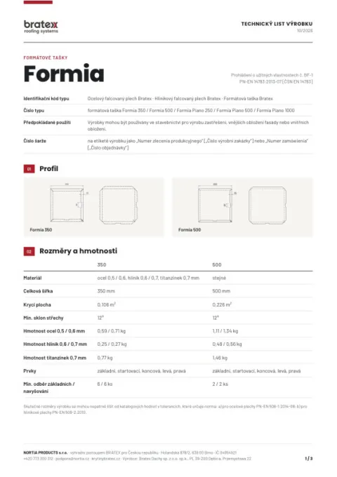 Náhled: Technický list Formia