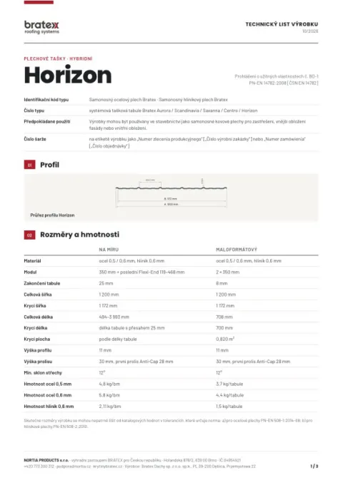 Náhled: Technický list Horizon