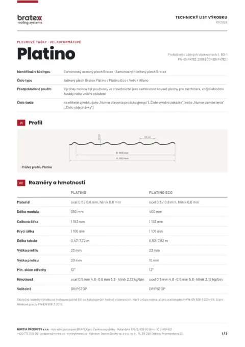 Náhled: Technický list Platino