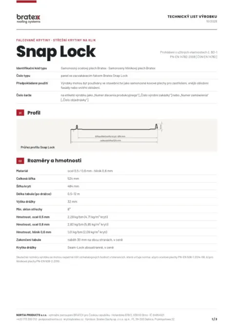 Náhled: Technický list Snap Lock