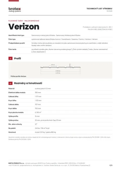 Náhled: Technický list Verizon